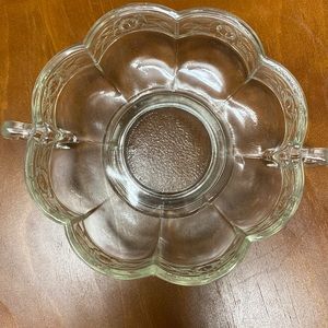 Jeanette Glass Aztec Rose Scalloped Dish with Handles